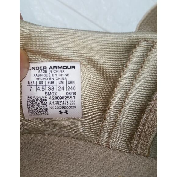 Under Armour UA Womens Vibe Elastic Slip On Lace Up Sneakers Beige Size 7 - Picture 7 of 9